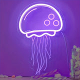 Enchanting Purple Jellyfish Neon Light - Wall Art for Bedroom & Dining, Perfect Birthday Party Decor & Teen Girl Gift
