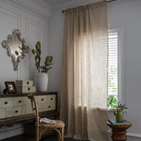 Popxstar Boho Floral Windows Beige Tassel Curtain Vintage Cotton Linen Blend for Bedroom Living Room Semi-Blackout Home Decoration Luxury