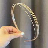 Popxstar New Thin Gold Color Headbands Women Multilayer Alloy Hair Hoop Double Root Metal Hair Bands Hair Accessories Smooth Head Hoop