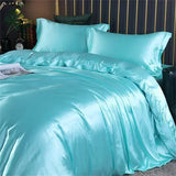Popxstar High-end Blending Natural Mulberry Silk Bedding Set Luxury Satin Silky Queen Size Duvet Cover Set with Sheets King Size Bed Set