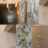 Popxstar Dreamcatcher Suncatcher Crystal Prism Ball Gold Moon Star Rainbow Sun Catcher Indoor Window Car Hanging Garden Decoration Gift