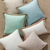 Deluxe Linen Trimmed Pillowcase Organic Burlap Fabric Sofa Cushion Case Textured Pillow Cover Luxury Home Decor
