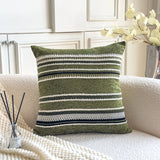 18x18Inch Boho Throw Pillow Covers Chenille Textured Striped 45x45cm Cushion Cover Sofa Pillow Cover for Living Room Home Decor