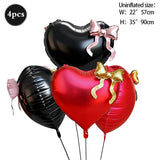 Popxstar  Heart-shaped Foil Balloon with Bow for Women Birthday Party Weddings Baby Shows Valentine's Day Anniversary Photograph  Decor
