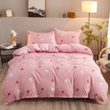 Popxstar Bed Linen Bedding set Washed Cotton Four-Piece Bed Sheets Set Comfort Sets Solid Christmas Couple Bed Quilt Cover
