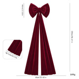Christmas Bow with Long Streamers Christmas Tree Ornament Oversized Xmas Bowknot Soft Flocking Velvet for Home Party Wall Decor