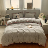 Popxstar  100% Cotton Stripe Bedding set Duvet Cover Set with Pillowcase housse de couette Quilt Cover set King Size