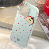 Korean Red Polka Dots Cute 3D Apple Slices Phone Case for IPhone 13 14 16 15 17 Pro Max Shockproof Protective Soft Cover Case