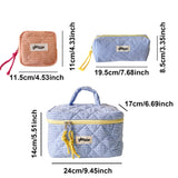 popxstar 3pcs/Set Plaid Cosmetic Bag Set Simple Style Large Capacity Portable Cosmetic Tools Storage Bag for Home Bathroom Toiletry Bag