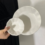 Popxstar Ele White Cerc Western Dinner Plate with  Knot Simple Design Oval ape Fi Plate Home Use Cake Serving Di