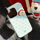 Korean Red Polka Dots Cute 3D Apple Slices Phone Case for IPhone 13 14 16 15 17 Pro Max Shockproof Protective Soft Cover Case