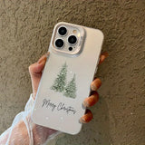 Popxstar  Christmas Tree Aesthetic Autumn Decorative Phone Case For iPhone 16 Pro Max 15 14 13 12 11 XS X XR 7 8 Plus 16E Laser Back Cover