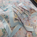 Popxstar  Premium 100% Cotton Brushed Bedding Set Flowers Prints Oil Painting Style Duvet Cover Flat/Fitted Bed Sheet Pillowcases 4Pcs