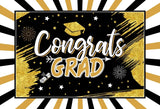 Popxstar Graduation Backdrop Congrats Gold Class of Grad Photocall Decoration Photography Background Photo Banner