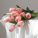 Popxstar  6pcs Hand Feel Moisturizing Tulip Simulation Flowers, Wedding Hand-held Flowers, Home Decoration Fake Flowers