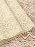 PopxstarBeige Table Runner Lace Cotton Blended Fabric with Tassel For Coffee Table Decor Wedding Decoration