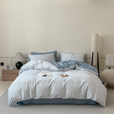 3pcs 100% Cotton Solid Color/two-color/striped/checkered Print Bedding, 1PC Duvet Cover 2PC Pillowcases Soft and Skin-friendly