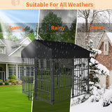 XS-L  Outdoor Dog Kennel with Roof Heavy Duty Metal Dog Crate Playpen for Medium Large Dogs Chicken Duck Enclosure Run