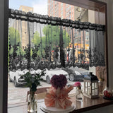 Popxstar  1PC Short Lace Curtain,Exquisite Floral Pattern Valance,Window Valances Pastoral Tulle Voile Home Decor Kitchen Door