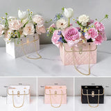 Popxstar 1Pcs Creative Hand Bag Shape Rose Flower Packaging Box Flower Shop Wedding Valentine's Day Birthday Gift Wrapping Paper Bag Box