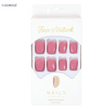 Popxstar  Glossy Peach Pink Color Fake Nails Glitter Solid Color Short Round Head Reusable Stick-on Nails For Lovely Girls Dress Matching