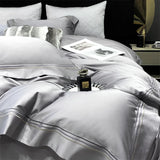 Popxstar  1000TC Egyptian Cotton Premium Solid Color Luxury Embroidery Bedding Set Soft Duvet Cover Flat Bed Sheet Pillowcases 4Pcs