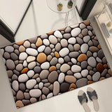 Popxstar Bathroom Carpet  Absorbent Floor Mats Pebble Print Non-slip Soft Diatom Mud Rug, Toilet Entrance Doormat, Kitchen