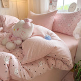4Pcs Bedding Set Simple, Comfortable, And Retro Plaid Bed Sheets With Pillowcase Cotton Duvet Cover Set Single Bed Linen