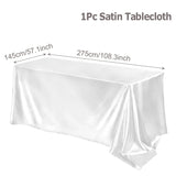 Popxstar Rectangle Tablecloth Satin Table Cloth Bright Smooth White Pink Solid Color Table Cover Wedding Party Supplies Table Decors