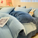 Popxstar  new 3D winter engraved thickened milk fleece double-sided fleece quilt cover coral fleece dormitory single quilt cover