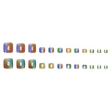 Popxstar  24Pcs Fake Toenails Colorful Cat Eyes Short Square Press On Toes Nails Simple Charm False Nails for Foot Summer DIY Manicure