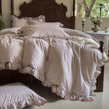 Popxstar  100% Cotton Pastoral Floral Print Ruffles Bow Princess Bedding Set Queen King Duvet Cover Set Bed Sheet/Fitted Sheet Pillowcases