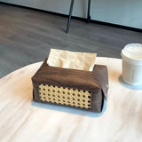Popxstar Vine Woven Tissue Box Aesthetic Tissue Case Living Room Coffee Table Napkin Holder Antique Wood Grain Tissue Box Holder