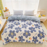 Popxstar  Milk Velvet Floral Duvet Cover, Ultra-Soft Cozy Warm Winter Reversible Plush Comforter Cover, 1 PC Botanical Flower Quilt Cover