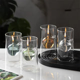 Popxstar  Creative Glass Oil Lamp Candle Holder Home Restaurant Candle Warmer Table Top Items Ornament Candlelight Romance Decorative Gift