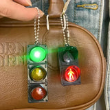 Popxstar 1/2Pcs Simulation Electronic Traffic Light Keychain Pendant Mini Pedestrian Light LED Light-emitting Toy Kids Cognitive Toy Gift