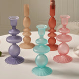 Popxstar 1pc Matte Glass Candle Holders Home Decoration Candlestick Birthday Candle Holder Dining Table Decoration Candle Home Decore