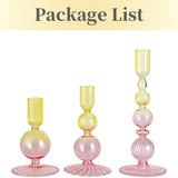 Popxstar 3Pcs Glass Candlestick Holders Glass Taper Candle Holders Groovy Wavy Elegant Candle Stick for Home Party Decoration