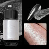 Popxstar Aurora Pearl Nude Pink White Nails Glitter Dust Chrome Moonlight White Rubbing on Powder Shell Mirror Pigment Nail Art Supplies