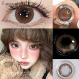 Popxstar  1 Pair Big Eyes Colored Contact Lenses Natural Brown Eyes Lens Gray Pupils Eyes Makeup Korean Style Contact Yearly Use
