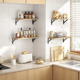 Popxstar Wooden Floating Shelves Wall Mounted Storage Rack Display Shelf Multipurpose Wood Shelves for Kitchen Living Room Bathroom