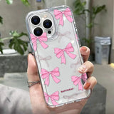 Popxstar INS Korean Red Cherry Phone Case For iPhone 15 Pro Case iPhone 11 13 12 14 Pro Max XR XS X 7 8 Plus SE Clear Shockproof Cover