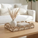 Handmade Paper Rope Storage Basket Rectangular Scalloped Edge Storage Tray Decorative Large Capacity Fruit Basket Bedroom