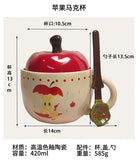 popxstar Mug ceramic underglaze color cartoon cute printing retro with lid large capacity gift box birthday gift desktop ornament Chinese