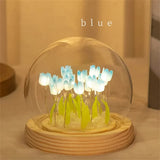 Popxstar Artificial Tulip Flower Night Light Handmade DIY Bedside Lamp LED Night Lamp Bedroom Decor Christmas Birthday Gifts Table Lamp