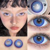 Popxstar  1 Pair Colorcon Korean Lenses Colored Contact Lenses with Degree Myopia Lenses Pink Lenses Blue Eye Lenses Cosplay