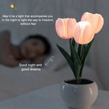 Popxstar Tulip Table Lamp LED Bedside Lamp Simulation Flower Bouquet Bedroom Bedside Romantic Atmosphere Birthday Gift Home Decoration
