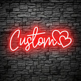Popxstar  Text LED Neon Sign with Double Heart Design - USB-Powered Wall Art for Weddings, Anniversaries, Bedroom Decor