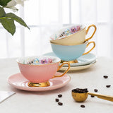 Popxstar  Ceramic Coffee Cup Elegant Flower Tea Cup and Saucer Afternoon Dessert Porcelain Tea Cup Saucer Set Tea Cafe Espresso Cup