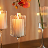 Popxstar Glass Hurricane Candle Holder Ribbed Glass Vase Crystal Wine Glass Decorative Candle Holders Wedding Centerpiece Home Decor